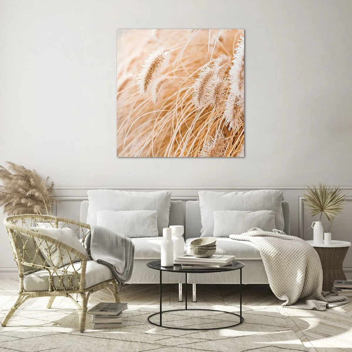 Glasbild - Bild auf glas - Das goldene Rauschen des Grases - 30x30 cm