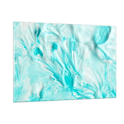 Glasbild - Bild auf glas - Abstrakte blaue und weiße Muster, die an Wellenbewegungen erinnern - 120x80cm - Für immer zusammen - Moderne Wanddekoration für Wohnzimmer und Schlafzimmer ARTTOR