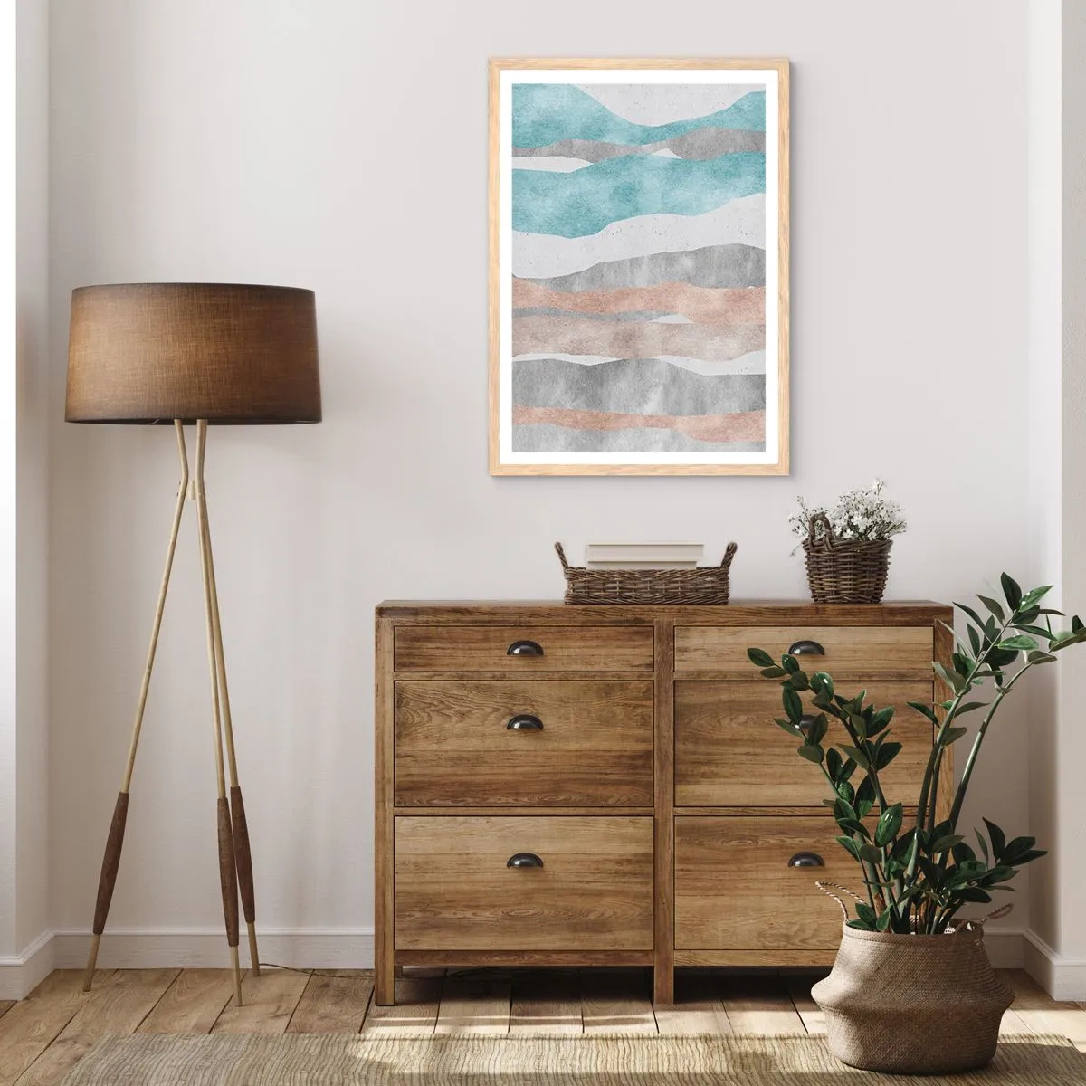 Poster in einem Rahmen aus heller Eiche - Studie über Nähe - 40x50 cm