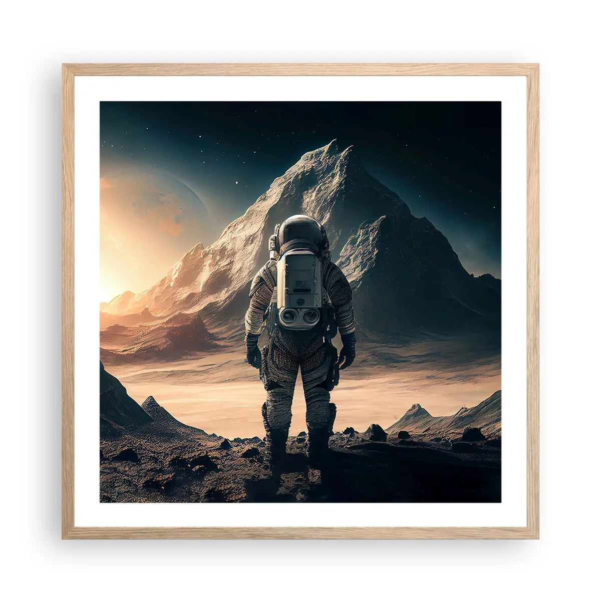 Poster in einem Rahmen aus heller Eiche - Neue Herausforderung - 60x60 cm