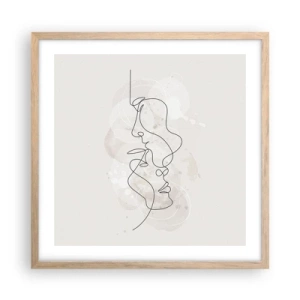 Poster in einem Rahmen aus heller Eiche - Verstrickt in eine Umarmung - 50x50 cm
