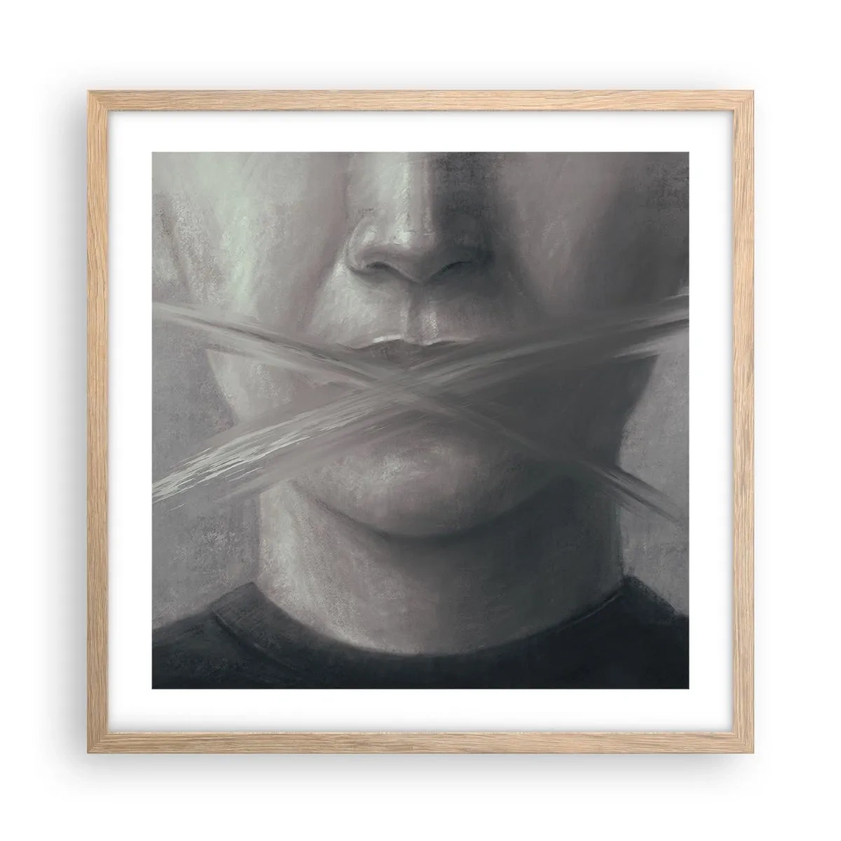 Poster in einem Rahmen aus heller Eiche - Ohne ein Wort - 50x50 cm