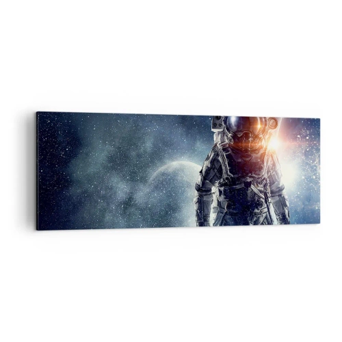 Bild auf Leinwand - Leinwandbild - Astronaut vor dem Hintergrund des Weltraums und des Planeten Erde - 140x50cm - Weltraumabenteuer - Moderne Wanddekoration für Wohnzimmer und Schlafzimmer ARTTOR