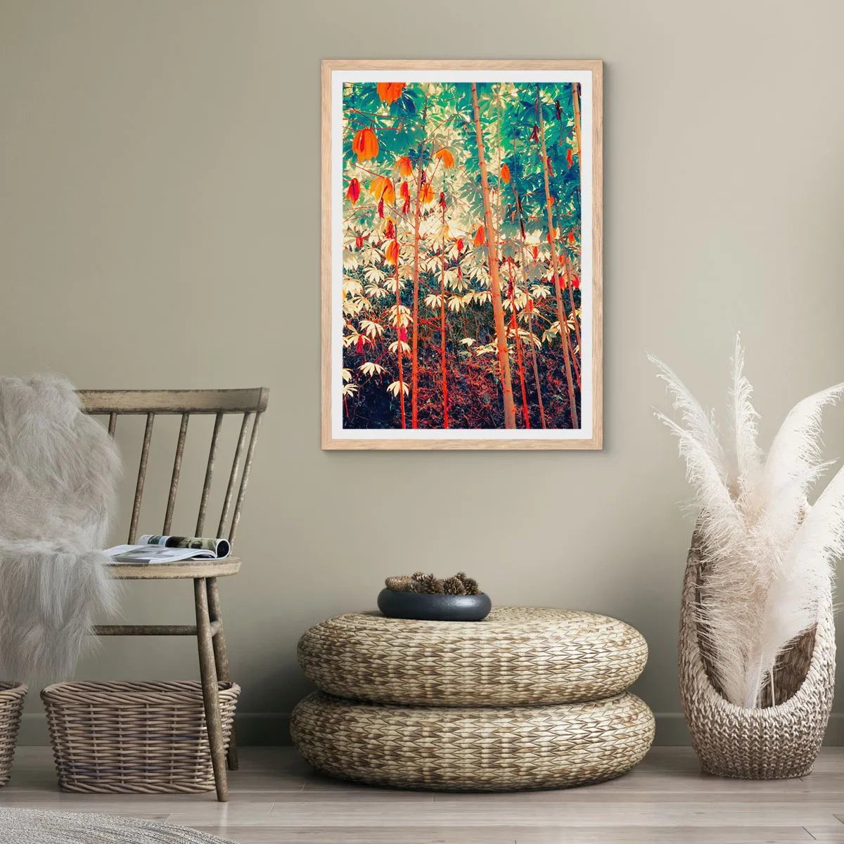 Poster in einem Rahmen aus heller Eiche - Das geheime Leben der Blätter - 70x100 cm