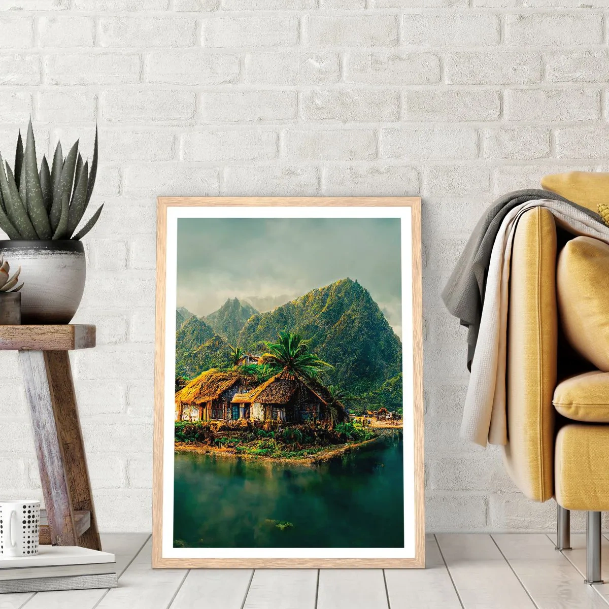 Poster in einem Rahmen aus heller Eiche - Tropisches Paradies - 61x91 cm