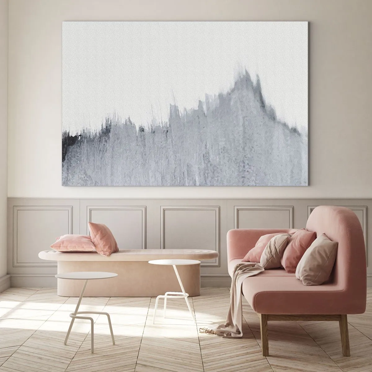 Glasbild - Bild auf glas - Eine abstrakte Komposition in Grautönen, die einer Schallplatte vor weißem Hintergrund ähnelt. - 70x50cm - Mysteriöse Aufzeichnung - Moderne Wanddekoration für Wohnzimmer und Schlafzimmer ARTTOR