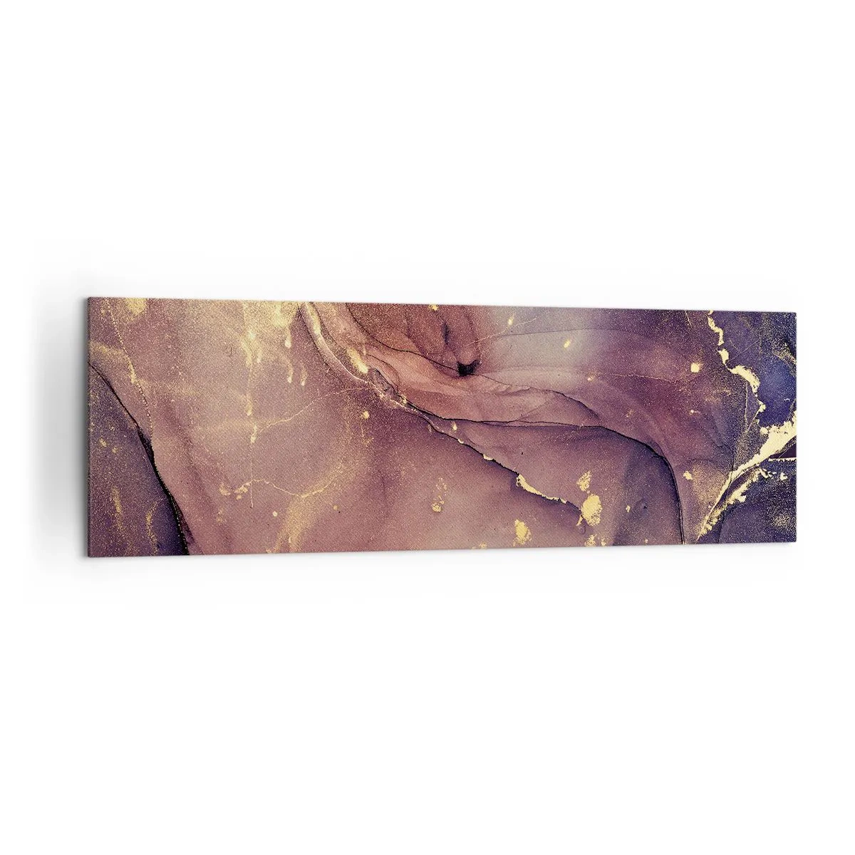 Bild auf Leinwand - Leinwandbild - Abstrakte Komposition mit Gold- und Lilatönen - 160x50cm - Materie und Geist - Moderne Wanddekoration für Wohnzimmer und Schlafzimmer ARTTOR