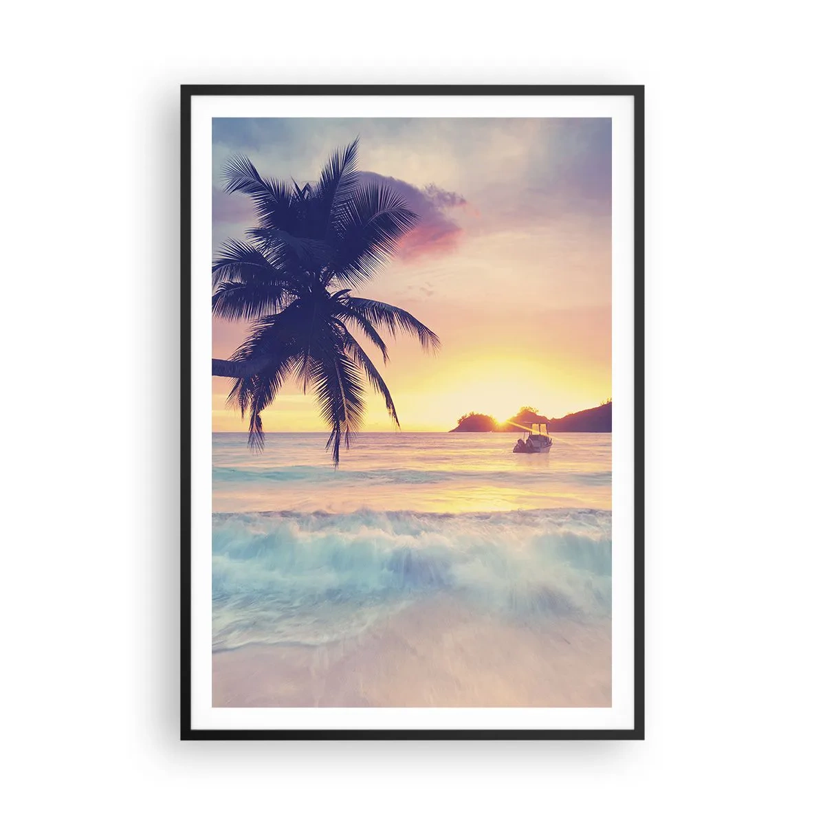 Poster in einem schwarzem Rahmen - Ein Abend in der Bucht - 70x100 cm