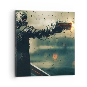 Bild auf Leinwand - Leinwandbild - Tödliche Waffe - Dein ganz eigener Terminator - 70x70 cm