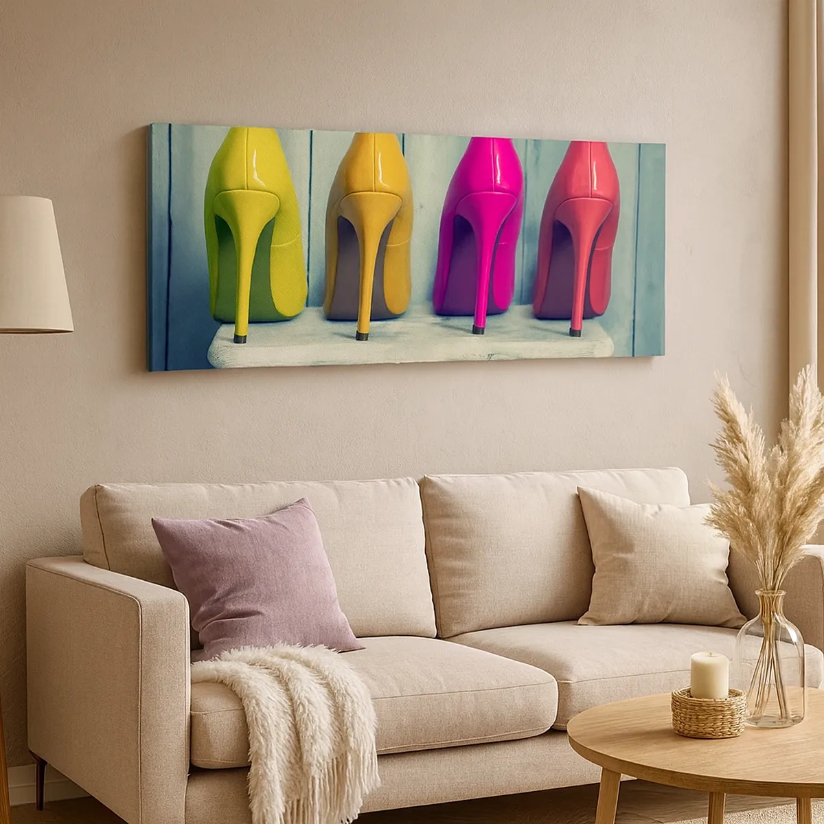 Bild auf Leinwand - Leinwandbild - Spazierengehen auf dem Regenbogen - 30x30 cm