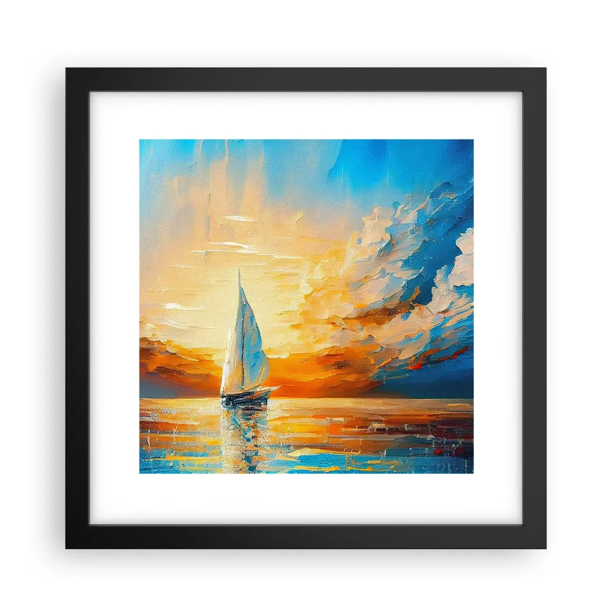 Poster in einem schwarzem Rahmen - In Gold segeln - 30x30 cm