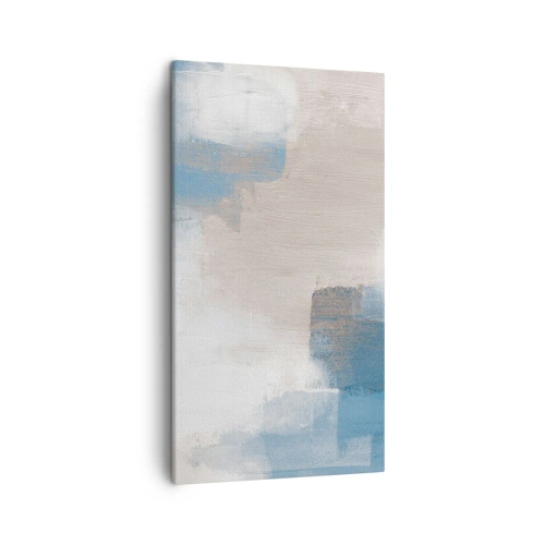 Bild auf Leinwand - Leinwandbild - Rosa Abstraktion hinter einem blauen Vorhang - 45x80 cm