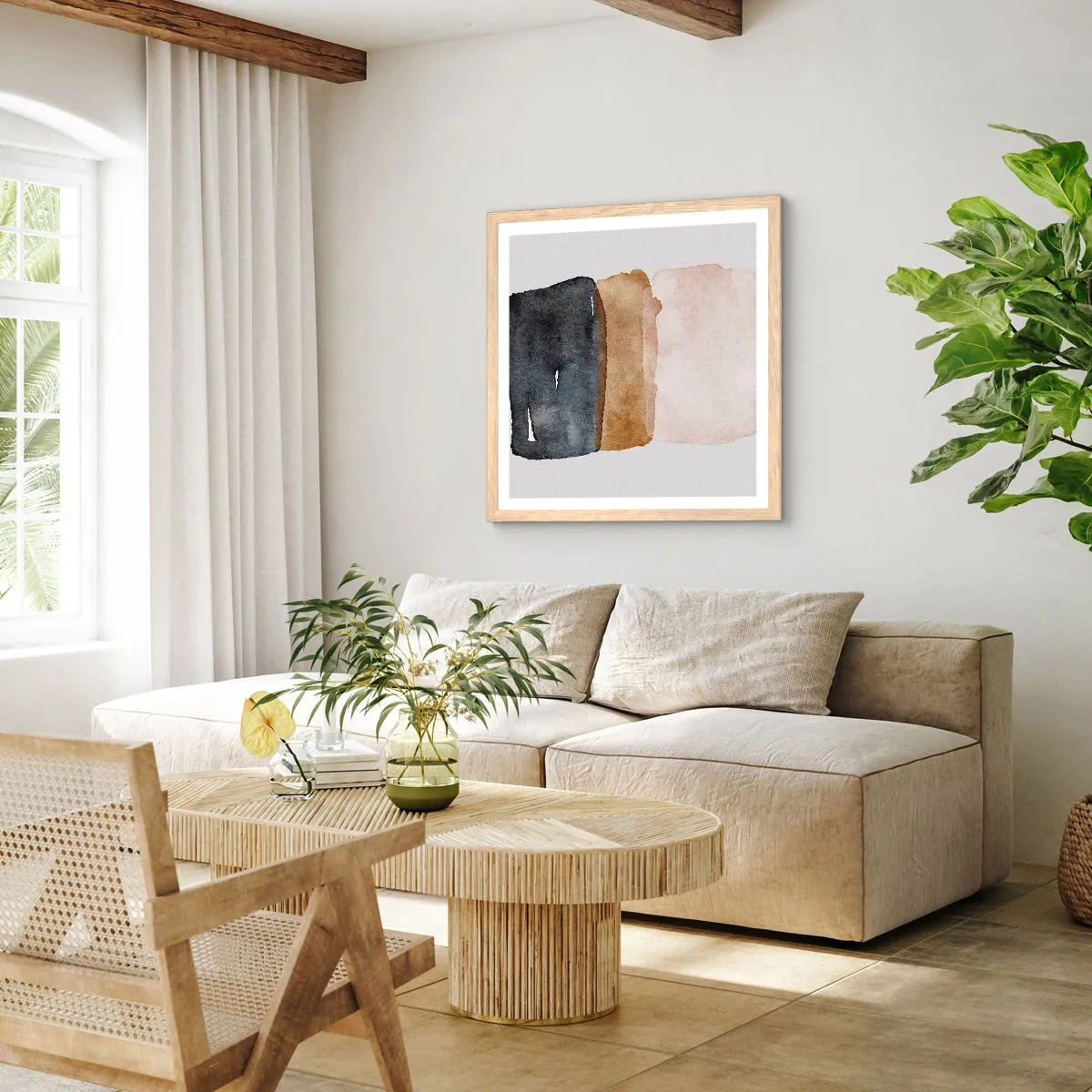 Poster in einem Rahmen aus heller Eiche - Die Komposition der Farben der Erde - 30x30 cm