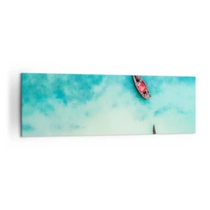 Bild auf Leinwand - Leinwandbild - Boote auf türkisfarbenem Wasser aus der Vogelperspektive - 160x50cm - Denn an den Stränden von Sansibar, wenn der Wasserüberschuss ... - Moderne Wanddekoration für Wohnzimmer und Schlafzimmer ARTTOR