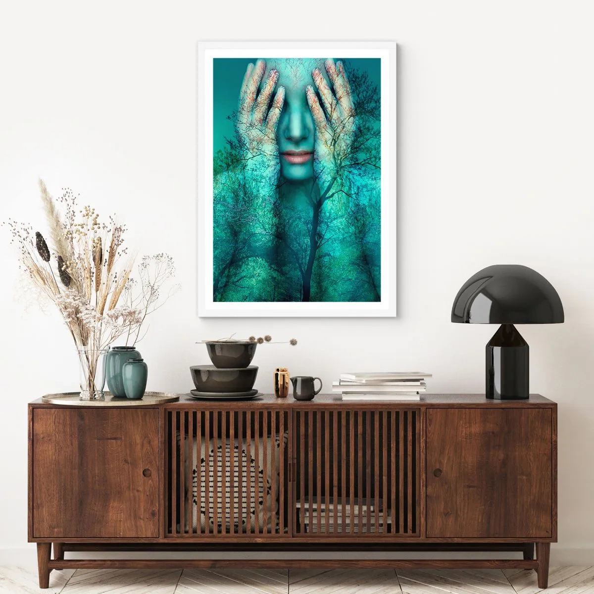Poster in einem weißen Rahmen - Eingetaucht in Blau - 70x100 cm
