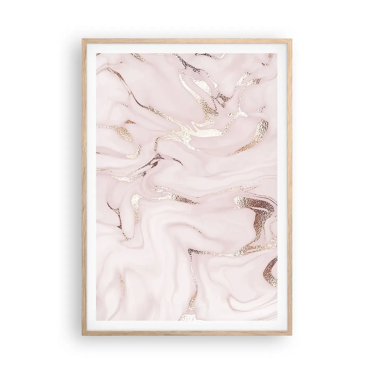 Poster in einem Rahmen aus heller Eiche - In einem rosa Schal - 70x100 cm