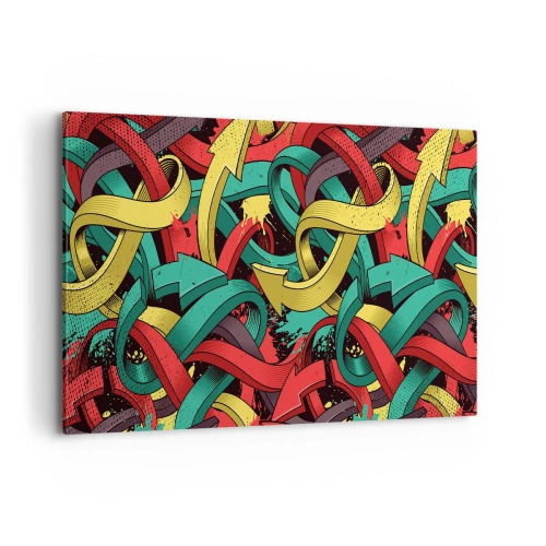 Bild auf Leinwand - Leinwandbild - Abstrakte Pfeile in leuchtenden Farben schaffen Chaos - 120x80cm - Welcher Weg zum Ziel? - Moderne Wanddekoration für Wohnzimmer und Schlafzimmer ARTTOR