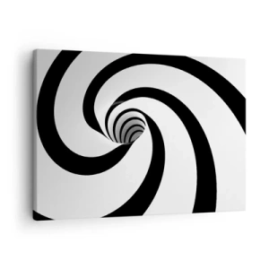 Bild auf Leinwand - Leinwandbild - Abstrakte schwarz-weiße Spirale mit Wirbeleffekt - 70x50cm - Dem Wirbel nachgeben? - Moderne Wanddekoration für Wohnzimmer und Schlafzimmer ARTTOR