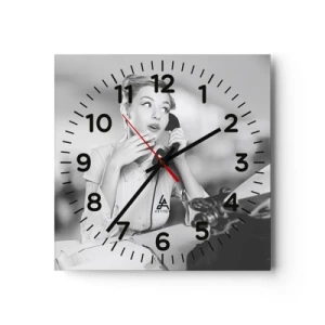 Wanduhr - Glasuhr - Hallo, wir sind in den 1950er Jahren. - 40x40 cm
