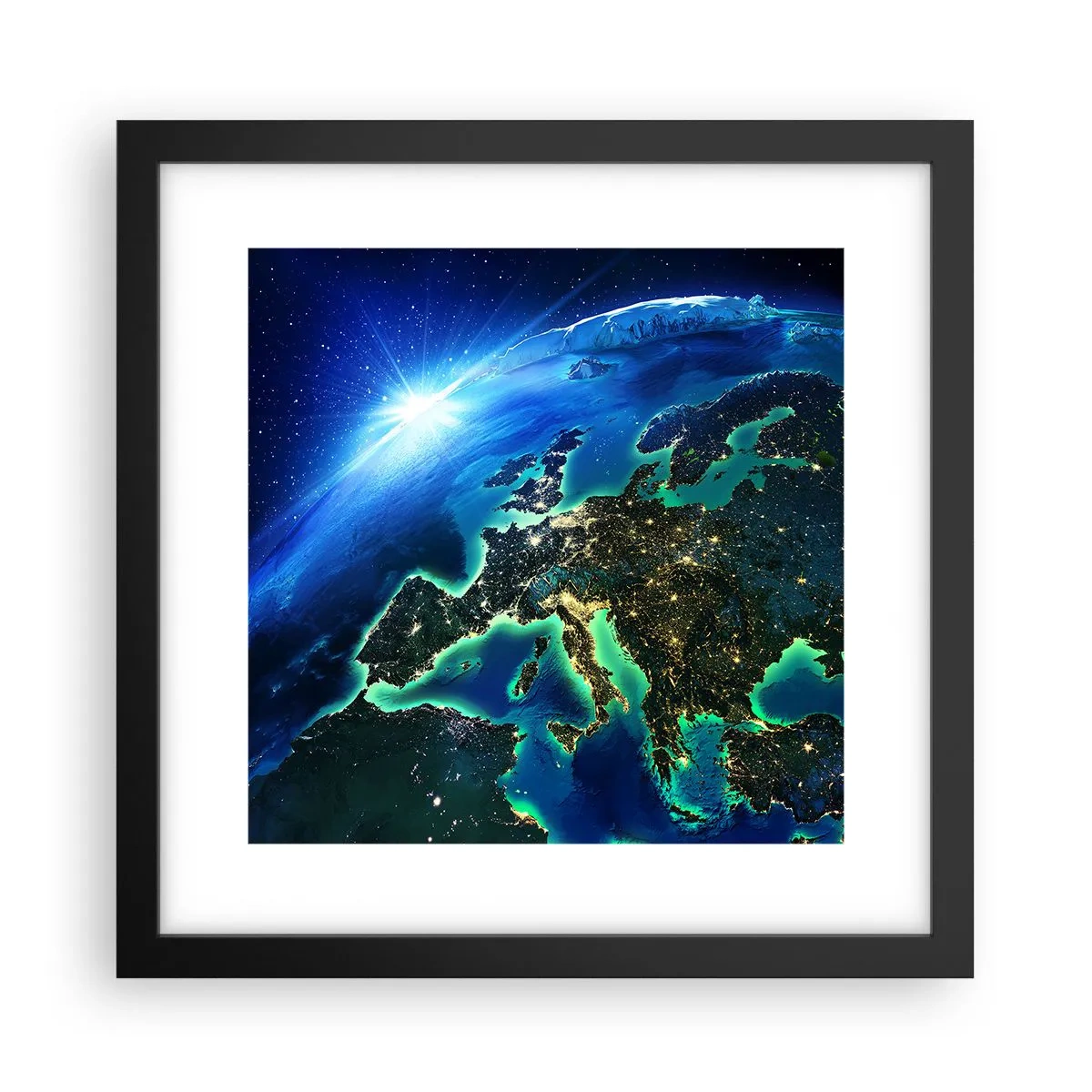 Poster in einem schwarzem Rahmen - Funkelndes Europa - 30x30 cm