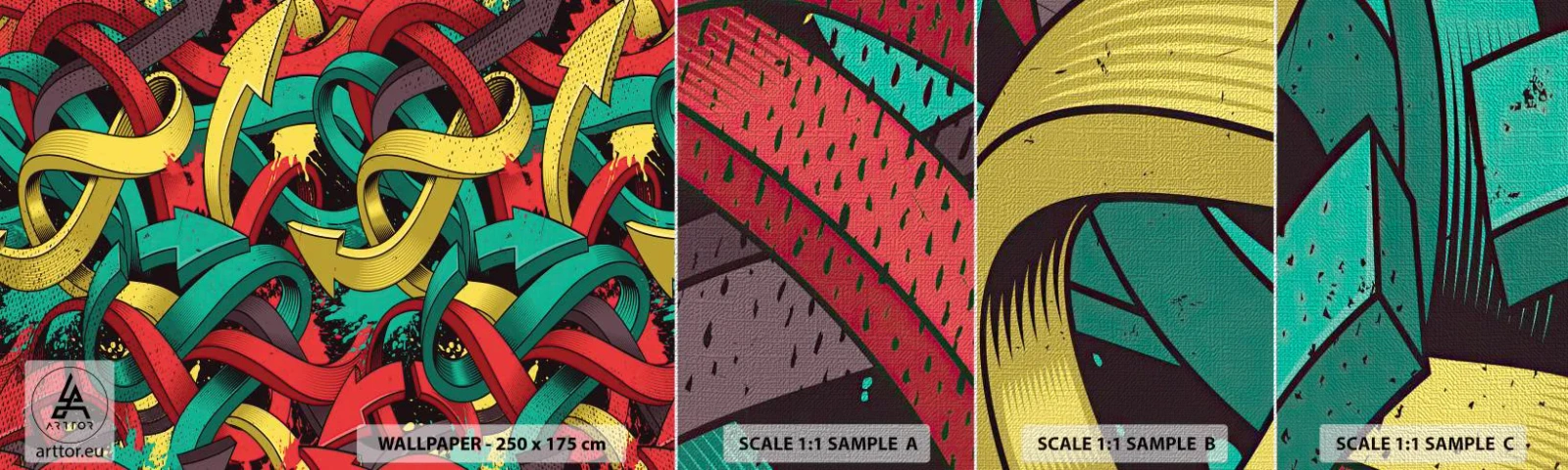 Fototapeten Muster Premium Canvas - Welcher Weg zum Ziel? - Abstraktion, Stück, Comic-Buch - 100x30 cm