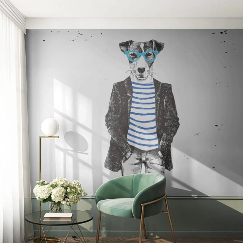 Fototapete Standard Eco - Auf den Charme des Hundes - Abstraktion, Mann, Hund - 400x280 cm