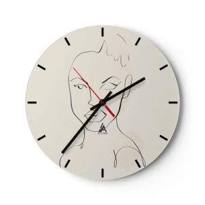 Wanduhr - Glasuhr - Ein minimalistisches Porträt eines Frauengesichts - 30x30cm - Umriss der Sinnlichkeit - Moderne Wanddekoration für Wohnzimmer, Küche und Schlafzimmer ARTTOR