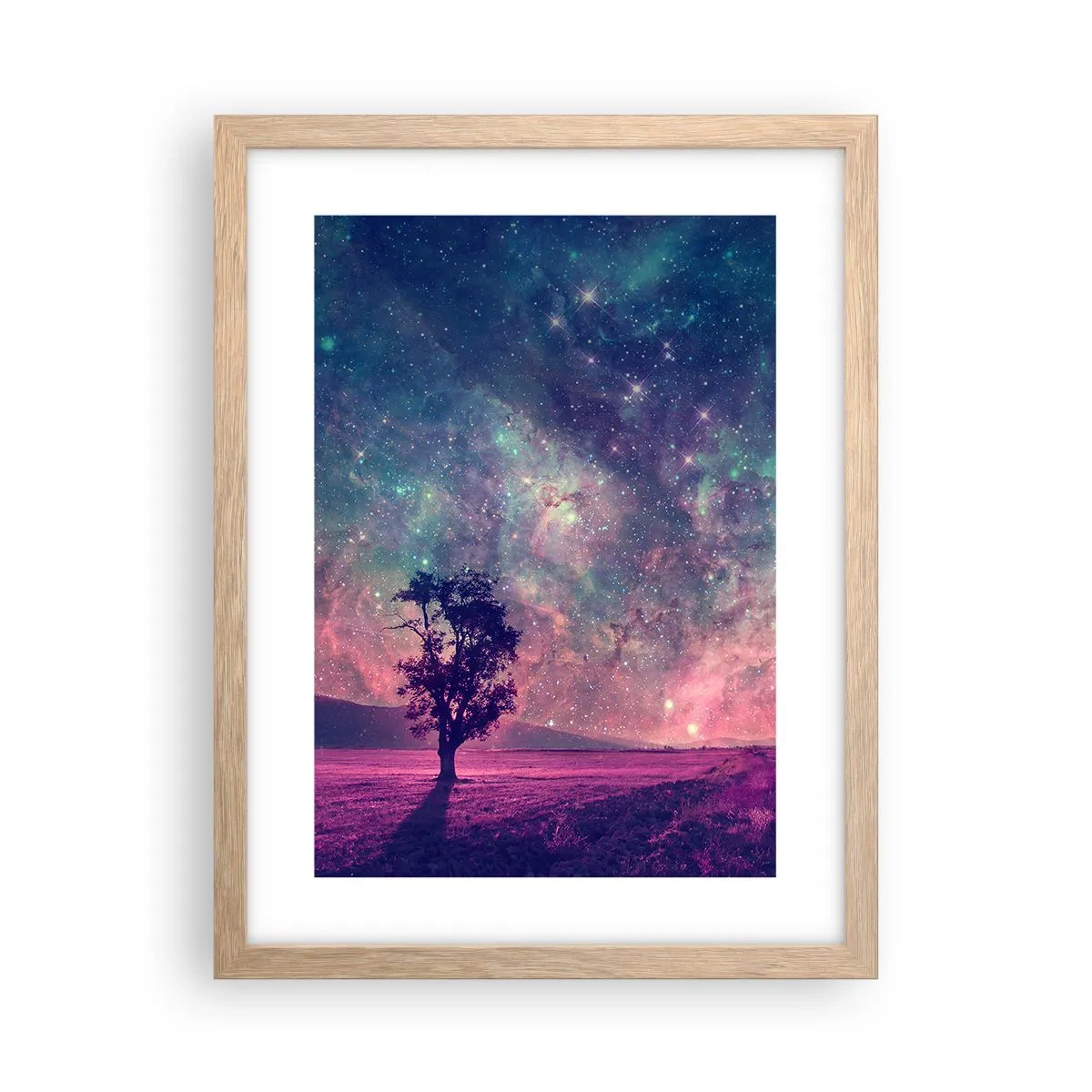 Poster in einem Rahmen aus heller Eiche - Unter dem magischen Himmel - 30x40 cm