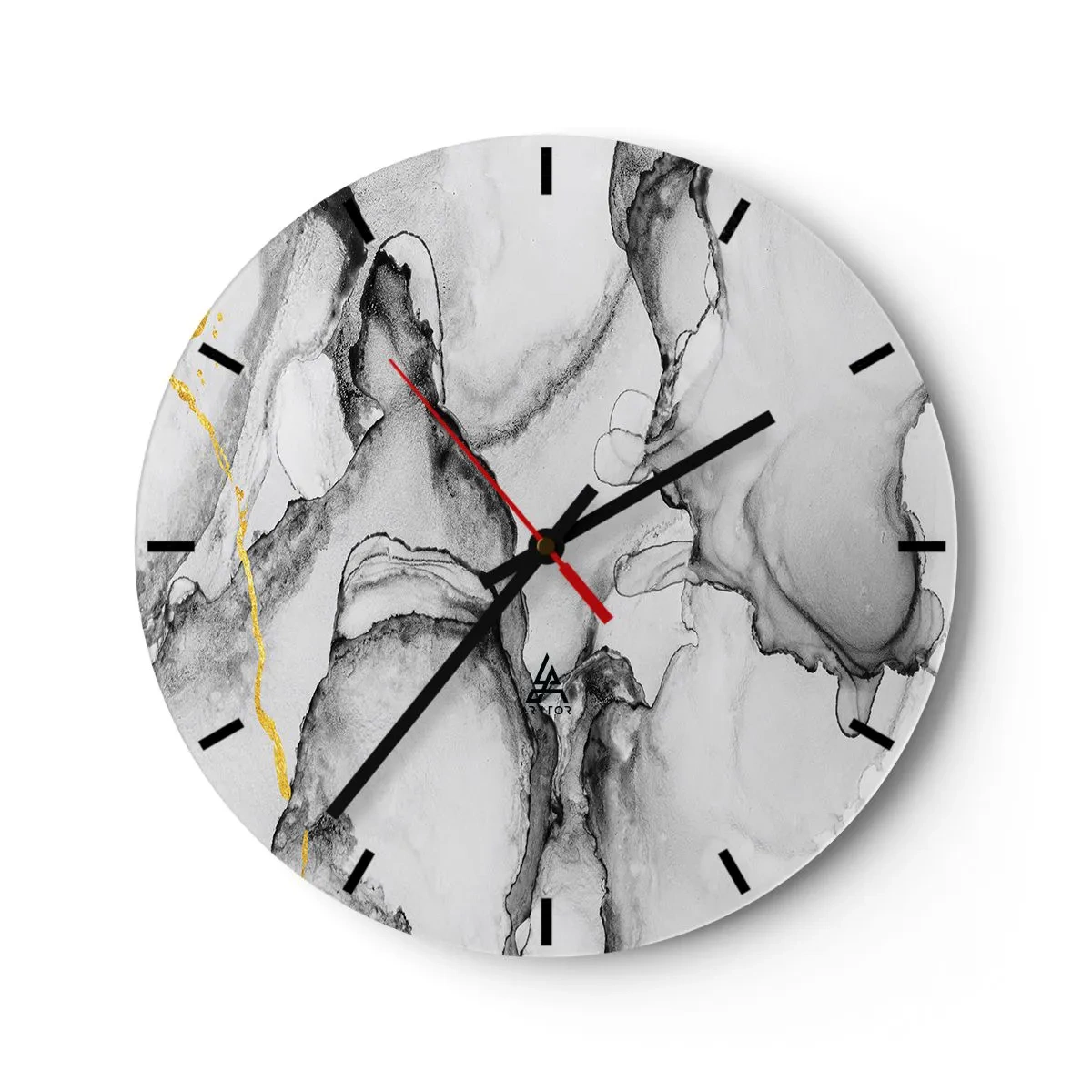 Wanduhr - Glasuhr - Komposition mit Goldmotiv - 40x40 cm