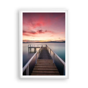 Poster in einem weißen Rahmen - Die sanfte Flamme des Abends - 70x100 cm