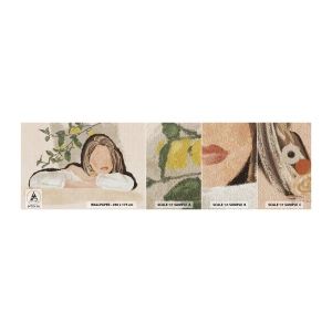 Fototapetenmuster Standard Eco - Südländische Schönheit - Frau, Zitronen, Minimalismus - 100x30 cm