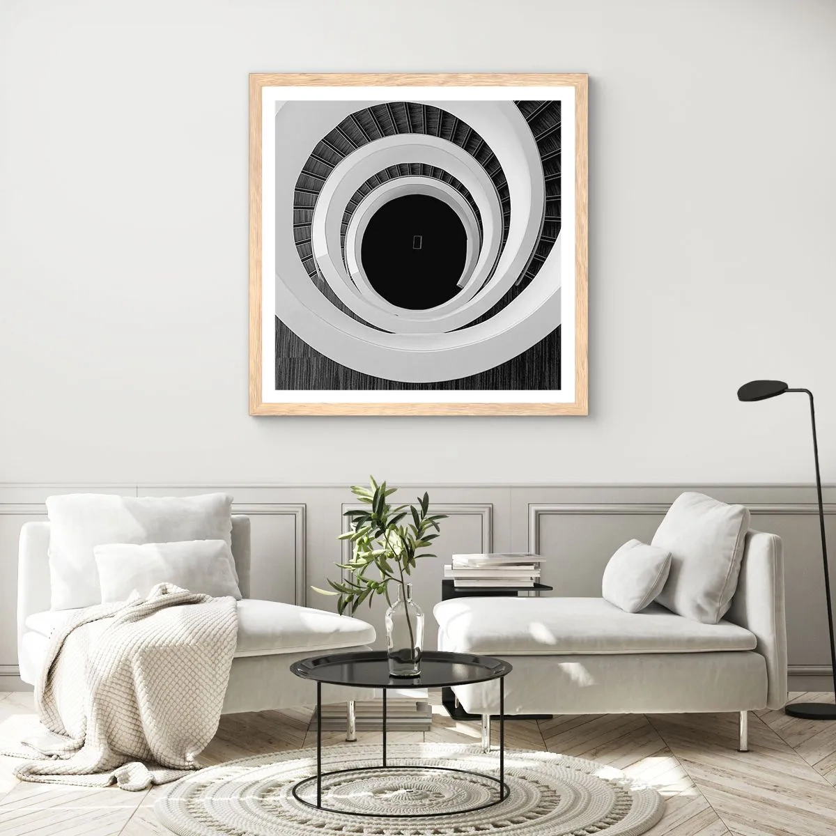 Poster in einem Rahmen aus heller Eiche - Zum Kern der Sache - 40x40 cm