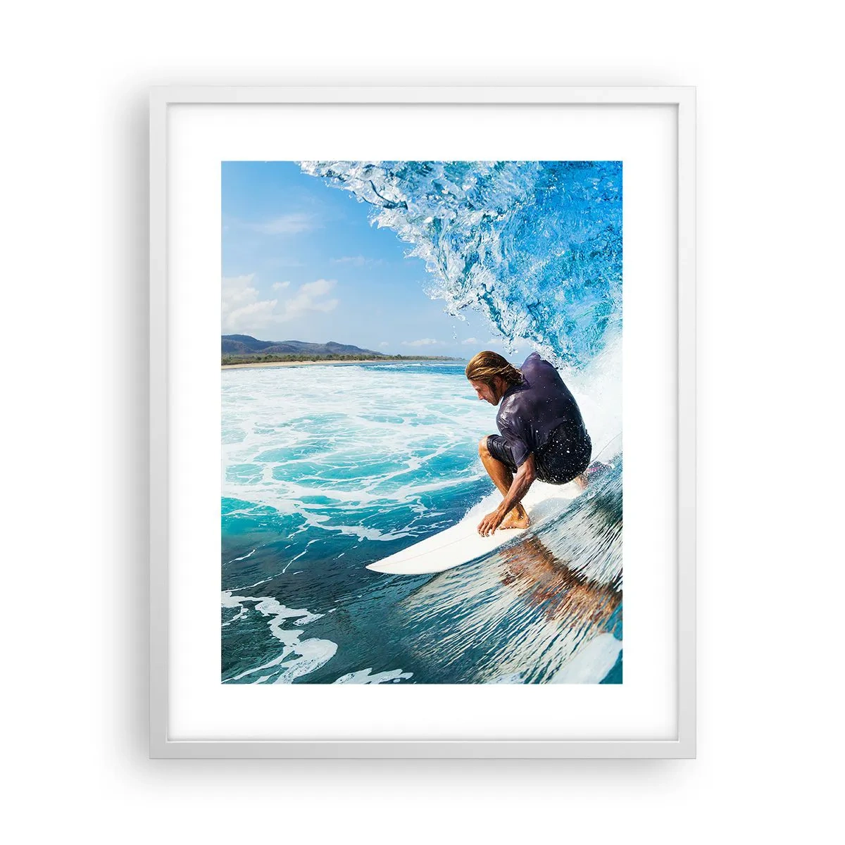 Poster in einem weißen Rahmen - Tanzen mit den Wellen - 40x50 cm