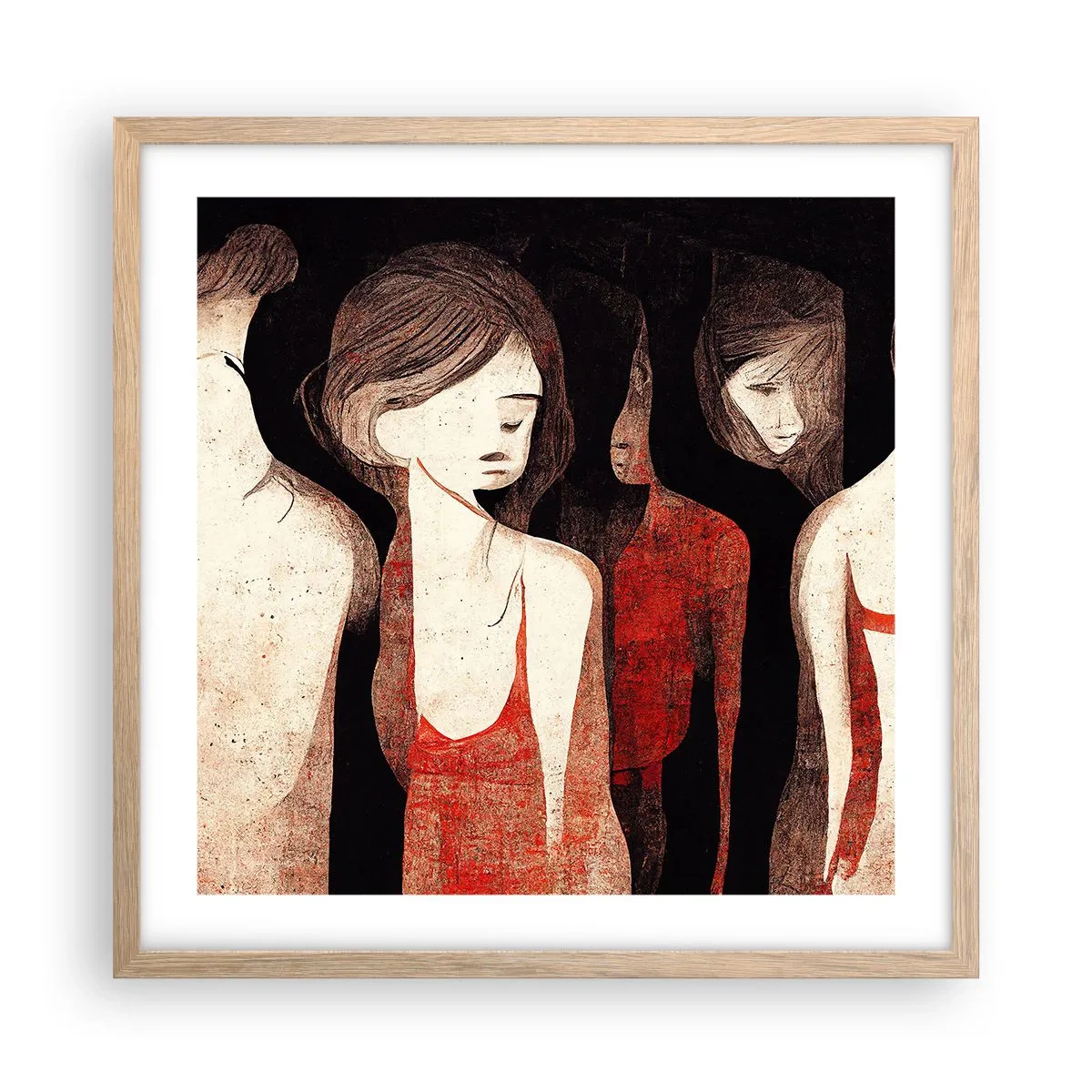 Poster in einem Rahmen aus heller Eiche - Madonnen der Dunkelheit - 50x50 cm