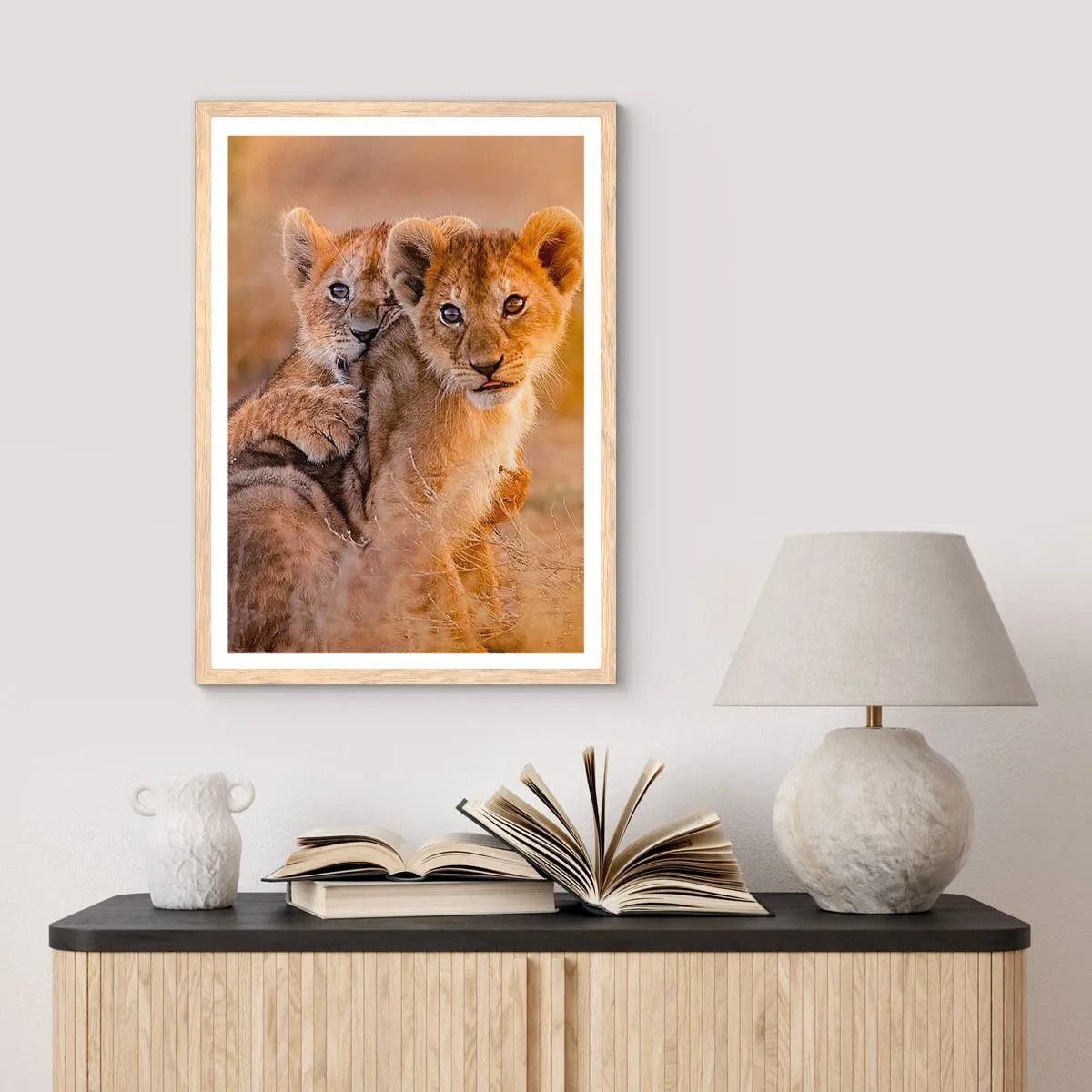 Poster in einem Rahmen aus heller Eiche - Bitte nicht stören! Wir haben Spaß - 70x100 cm