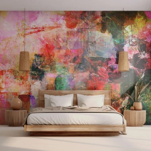 Fototapete Standard Eco - Farbenfrohe abstrakte Gemäldekomposition - 100x70cm - Eine Reise durch die Rosen - Moderne Wanddekoration für Wohnzimmer und Schlafzimmer ARTTOR