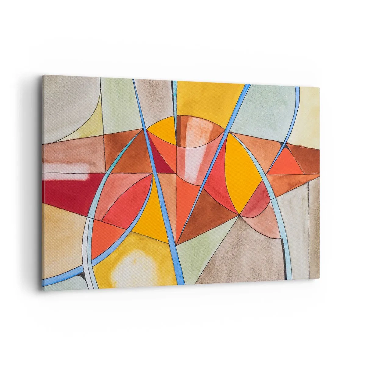 Bild auf Leinwand - Leinwandbild - Eine abstrakte Komposition in lebendigen geometrischen Farben. - 120x80cm - Das Karussell, das Traumkarussell - Moderne Wanddekoration für Wohnzimmer und Schlafzimmer ARTTOR