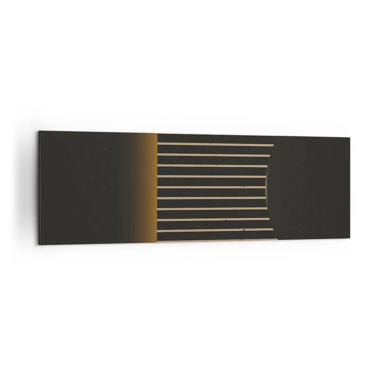 Bild auf Leinwand - Leinwandbild - Geometrisches Muster mit Streifen auf dunklem Hintergrund - 160x50cm - Die Dunkelheit erkunden - Moderne Wanddekoration für Wohnzimmer und Schlafzimmer ARTTOR