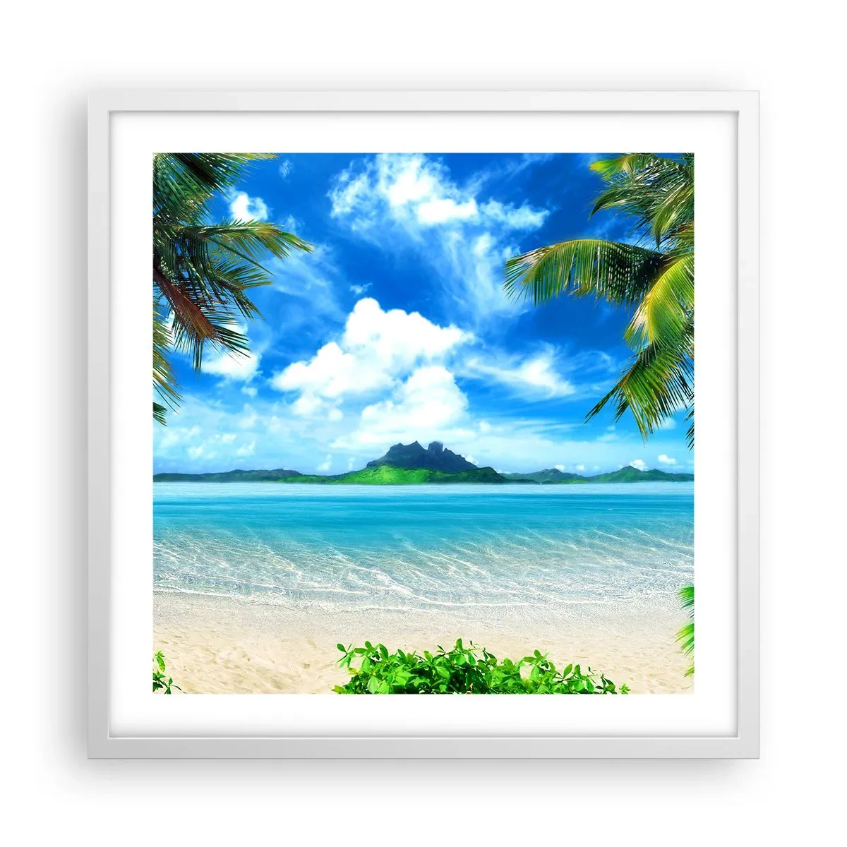 Poster in einem weißen Rahmen - Das Azurblau der Tropen - 50x50 cm