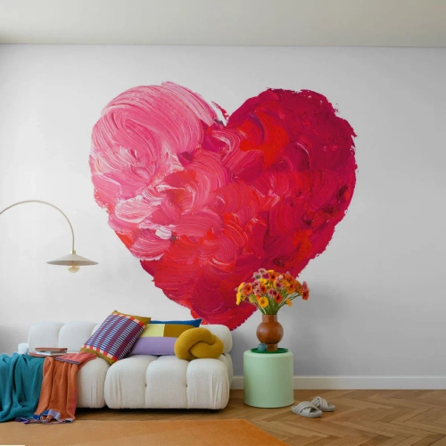 Fototapete Premium Canvas - Alles was du brauchst ist Liebe - Abstraktion, Rotes Herz, Symbol der Liebe - 250x175 cm