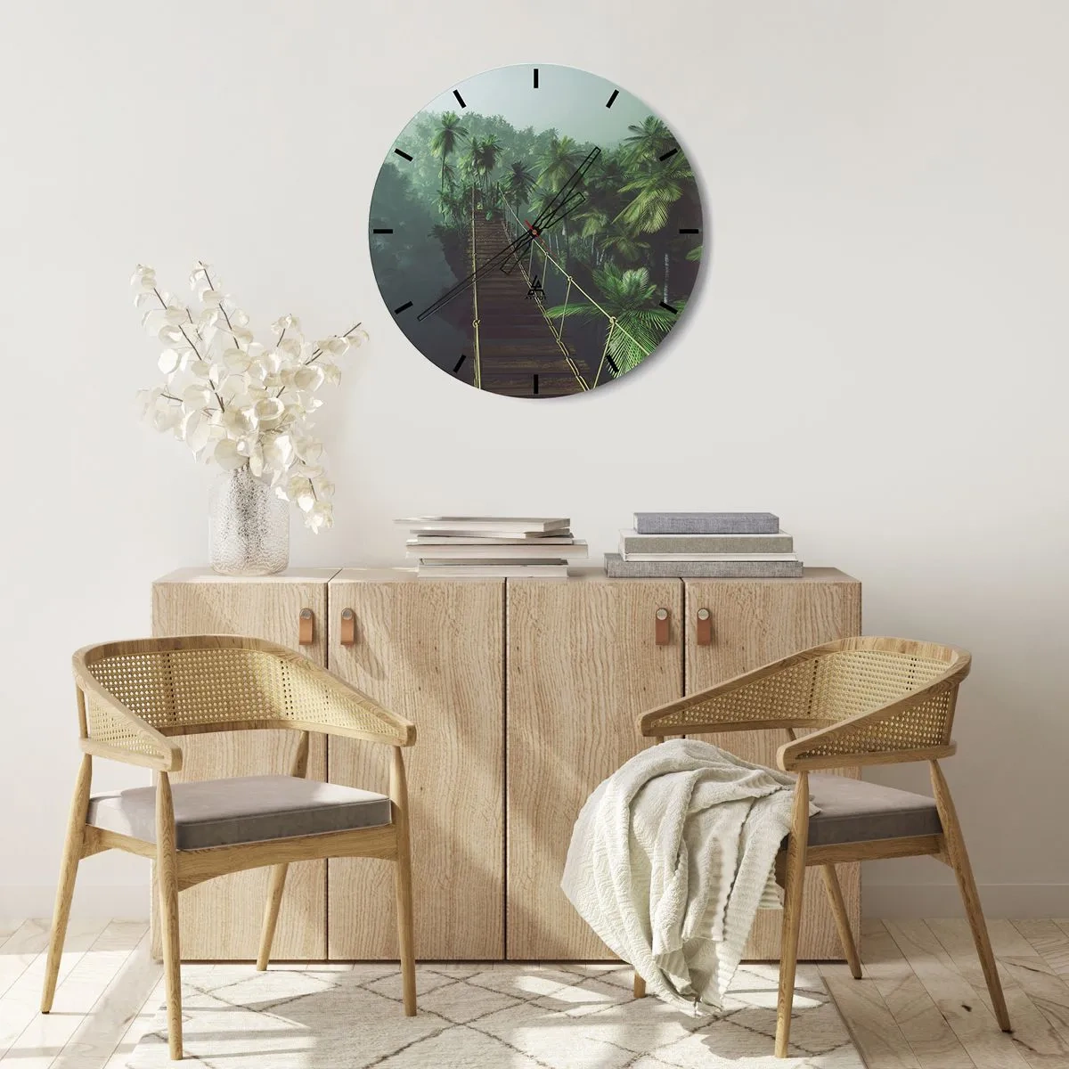 Wanduhr - Glasuhr - Über der Brandung des Grüns - 40x40 cm