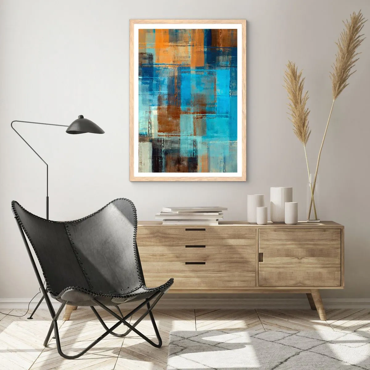 Poster in einem Rahmen aus heller Eiche - Durch den blauen Schleier - 70x100 cm