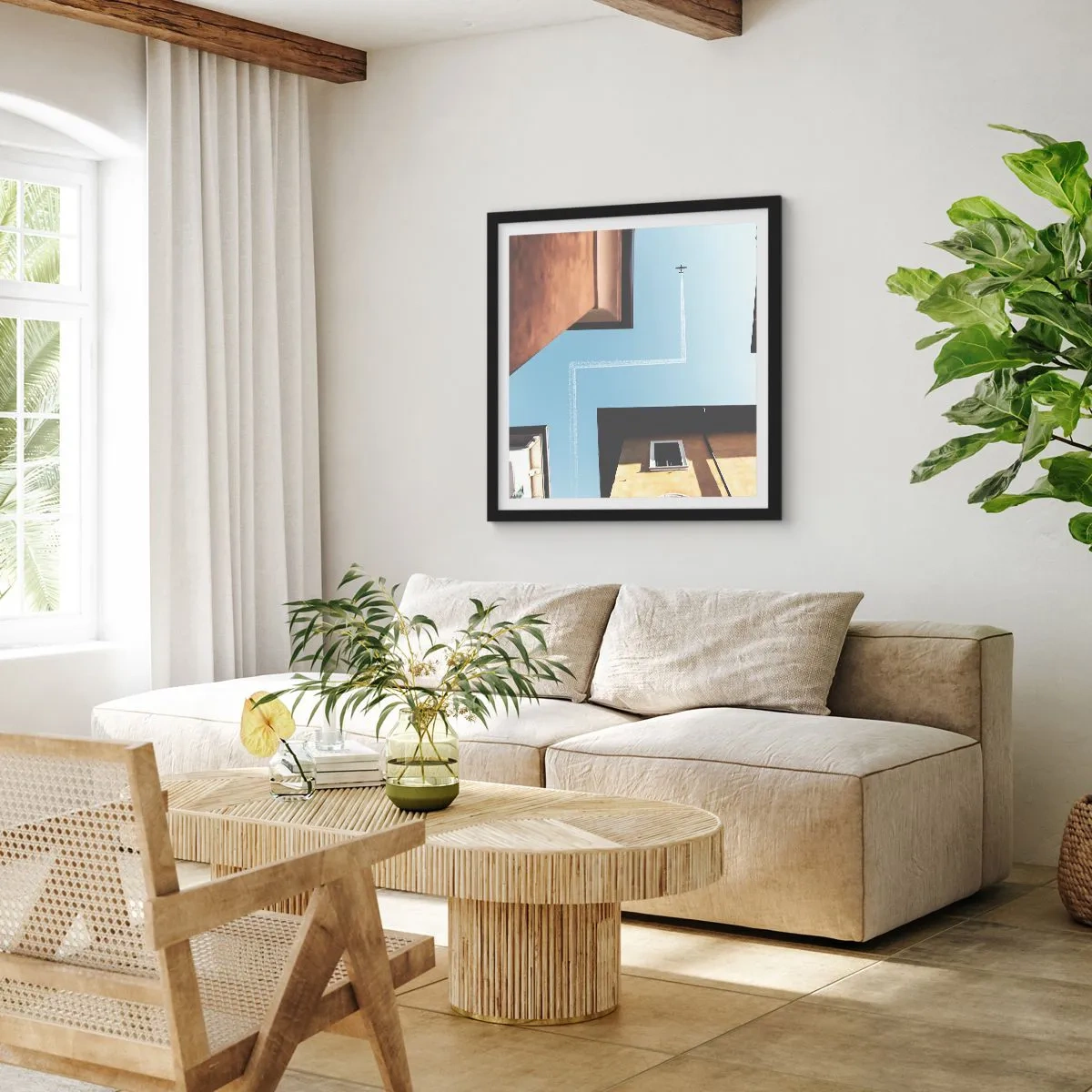 Poster in einem schwarzem Rahmen - Über dem Stadtlabyrinth - 40x40 cm