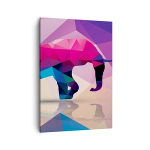 Bild auf Leinwand - Leinwandbild - Geometrische Silhouette eines Elefanten in lebendigen Farben - 50x70cm - Kristalldinosaurier - Moderne Wanddekoration für Wohnzimmer und Schlafzimmer ARTTOR