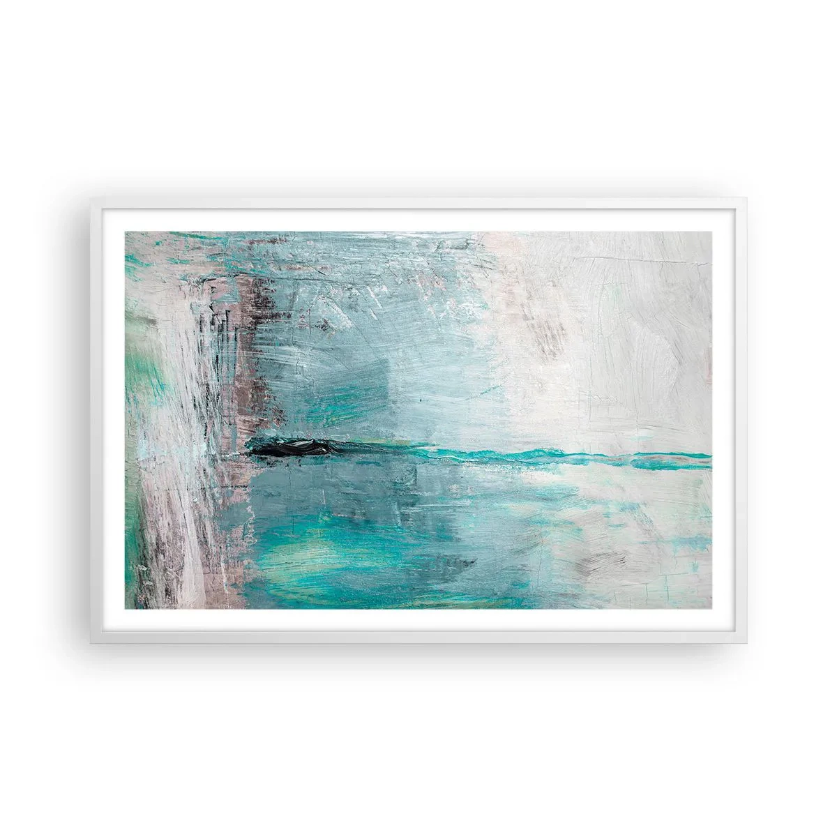 Poster in einem weißen Rahmen - Horizontal in Blau - 91x61 cm