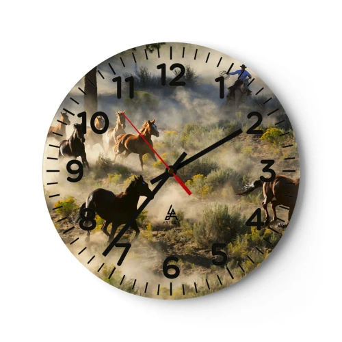 Wanduhr - Glasuhr - Rivalität – Freiheit oder männliche Stärke? - 30x30 cm