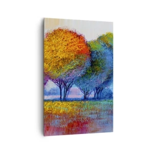 Bild auf Leinwand - Leinwandbild - Bunte Bäume in einer impressionistischen Landschaft - 80x120cm - Ein Haufen leuchtender Farben - Moderne Wanddekoration für Wohnzimmer und Schlafzimmer ARTTOR