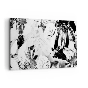 Bild auf Leinwand - Leinwandbild - Schwarz-weiße abstrakte Blumen im minimalistischen Stil - 100x70cm - Herbst negativ - Moderne Wanddekoration für Wohnzimmer und Schlafzimmer ARTTOR