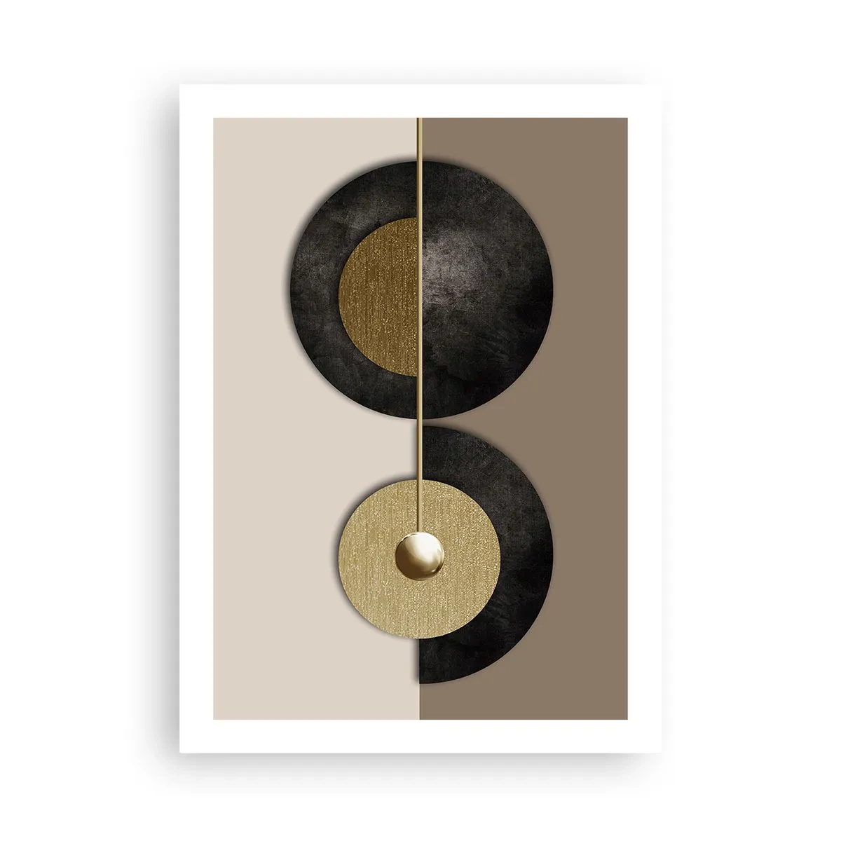 Poster - Moderne Abstraktion mit geometrischen Goldakzenten - 50x70cm - Variationen rund um den Kreis - Moderne Wanddekoration für Wohnzimmer und Schlafzimmer ARTTOR