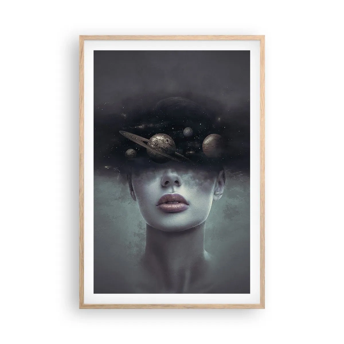Poster in einem Rahmen aus heller Eiche - Und die Planeten spielen verrückt ... - 61x91 cm